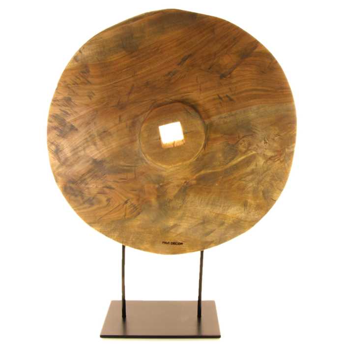 Wooden millstone on a stand PAVI DECOR