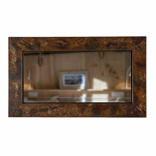 Unikatno kvadratno ogledalo rjavo železo PAVI DECOR